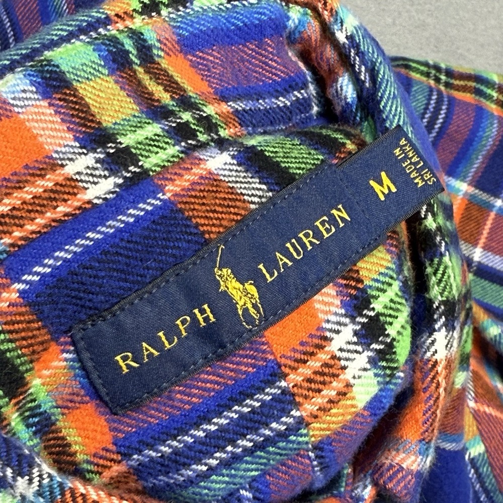 Ralph Lauren Flannel Shirt Mens Medium Madras Plaid Brushed Lumberjack Outdoors - Picture 3 of 7